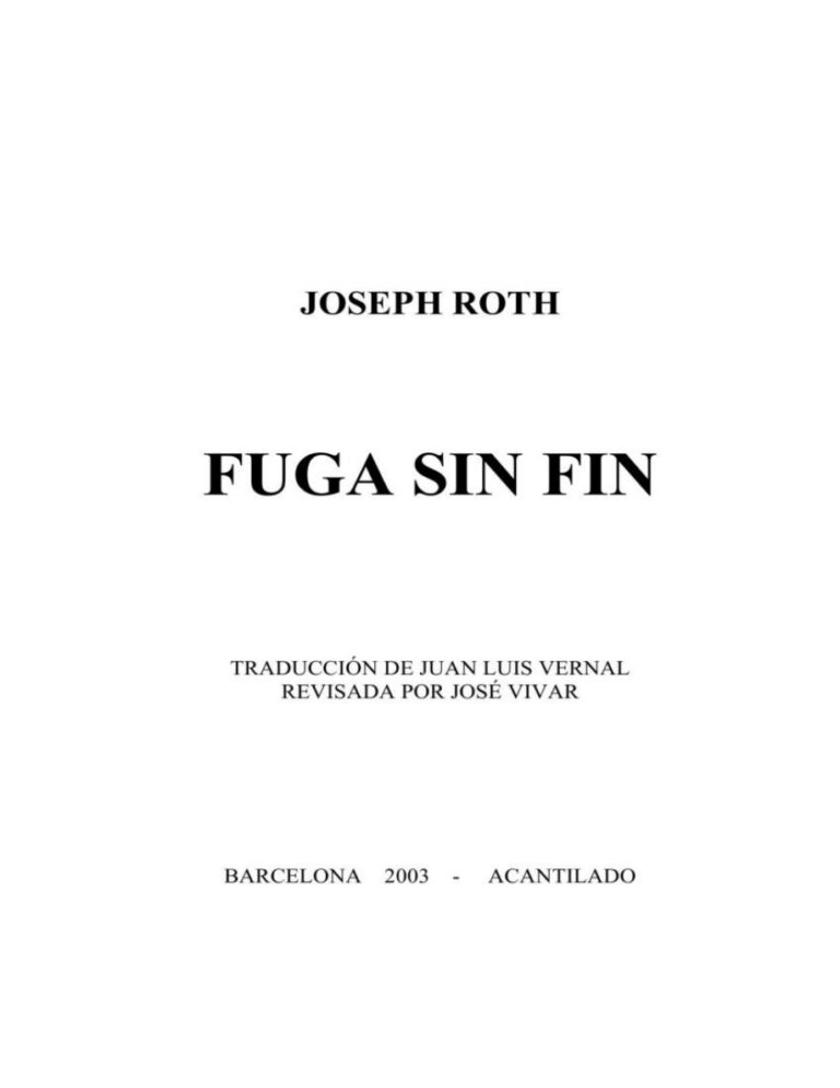Fuga sin fin Spanish Roth Josep Kitap Kapağı