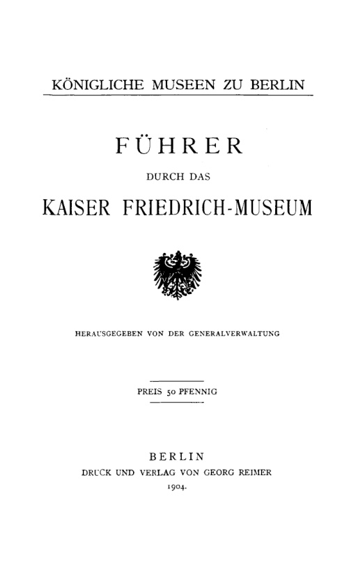 Fuhrer durch das Kaiser Friedrich Museum German Edition Kaiser Friedrich Museum Kitap Kapağı
