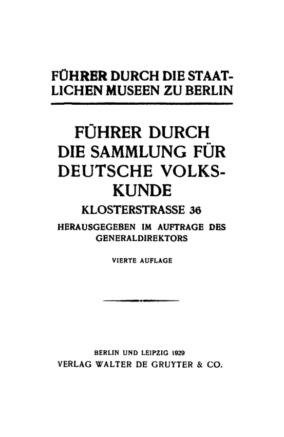 Führer durch die Sammlung für deutsche Volkskunde PDF Download