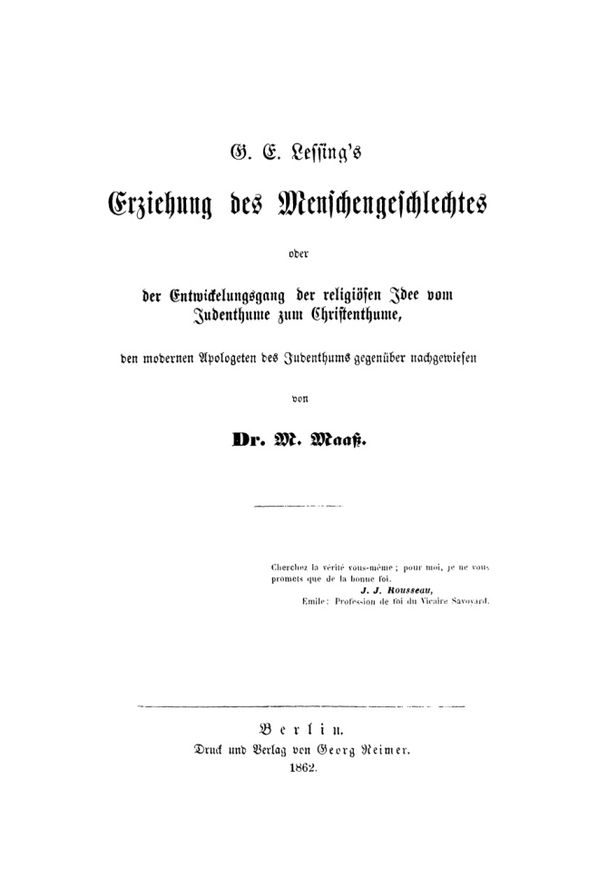 G E Lessings Erziehung des Menschengeschlechtes oder der Entwickelungsgang German Edition Martin Maass Kitap Kapağı