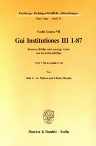 Gai Institutiones III 1 87 German Edition Hein L W Nelson Kitap Kapağı