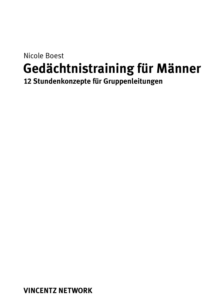 Gedachtnistraining fur Manner German Edition Nicole Boest Kitap Kapağı