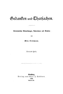 Gedanken und Thatsachen German Edition Otto Liebmann Kitap Kapağı