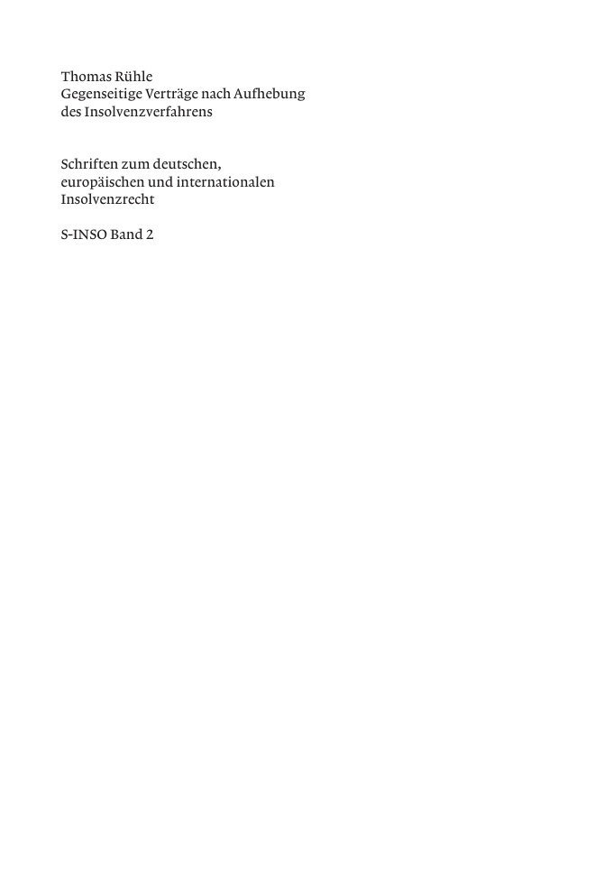 Gegenseitige Verträge nach Aufhebung des Insolvenzverfahrens PDF Download
