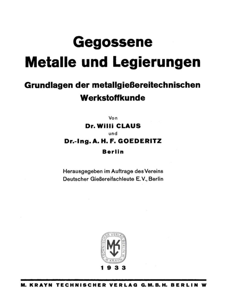 Gegossene Metalle und Legierungen German Edition Willi Claus Kitap Kapağı