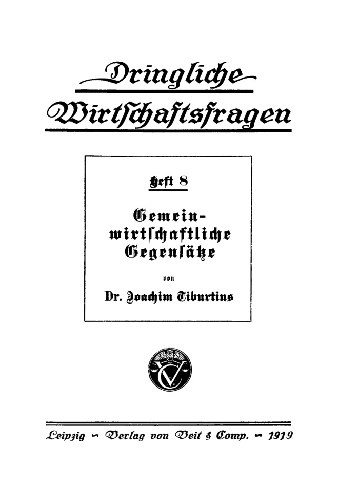 Gemeinwirtschaftliche Gegensatze German Edition Joachim Tiburtius Kitap Kapağı