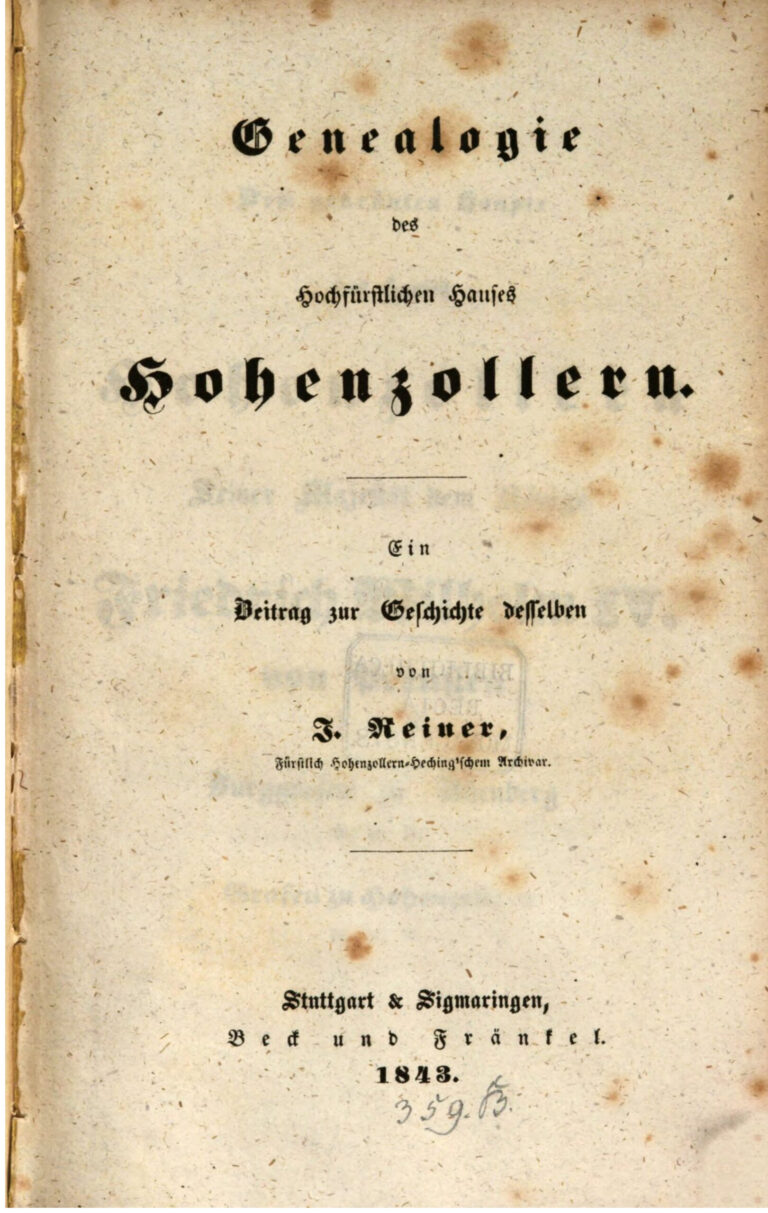 Genealogi des Hochfurstlichen Hauses von Hohenzollern German Edition Joseph Reiner Kitap Kapağı