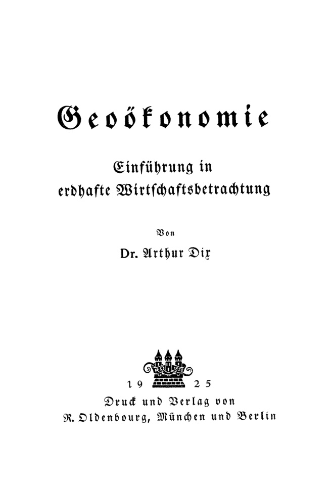 Geookonomie German Edition Arthur Dix Kitap Kapağı
