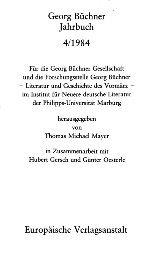 Georg Büchner Jahrbuch (Band 4, 1984) PDF Download