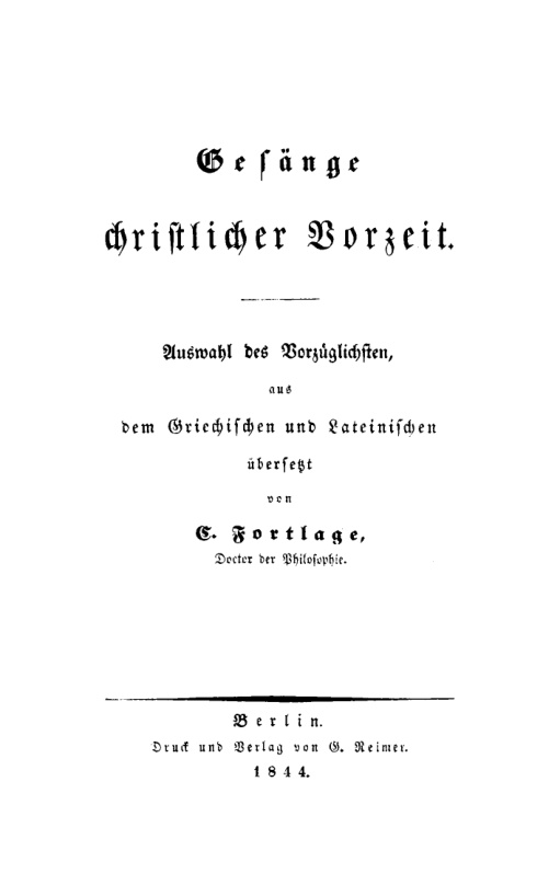 Gesange christlicher Vorzeit German Edition Carl Fortlage Kitap Kapağı