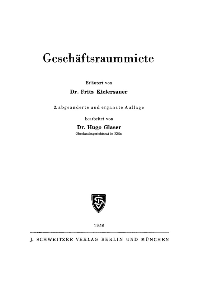 Geschaftsraummiete German Edition Fritz Kiefersauer Kitap Kapağı