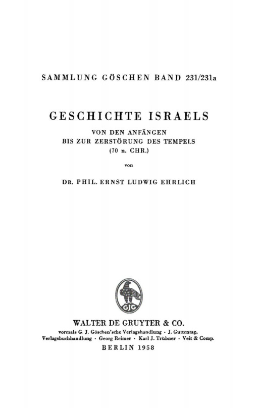 Geschichte Israels German Edition Ernst Ludwig Ehrlich Kitap Kapağı