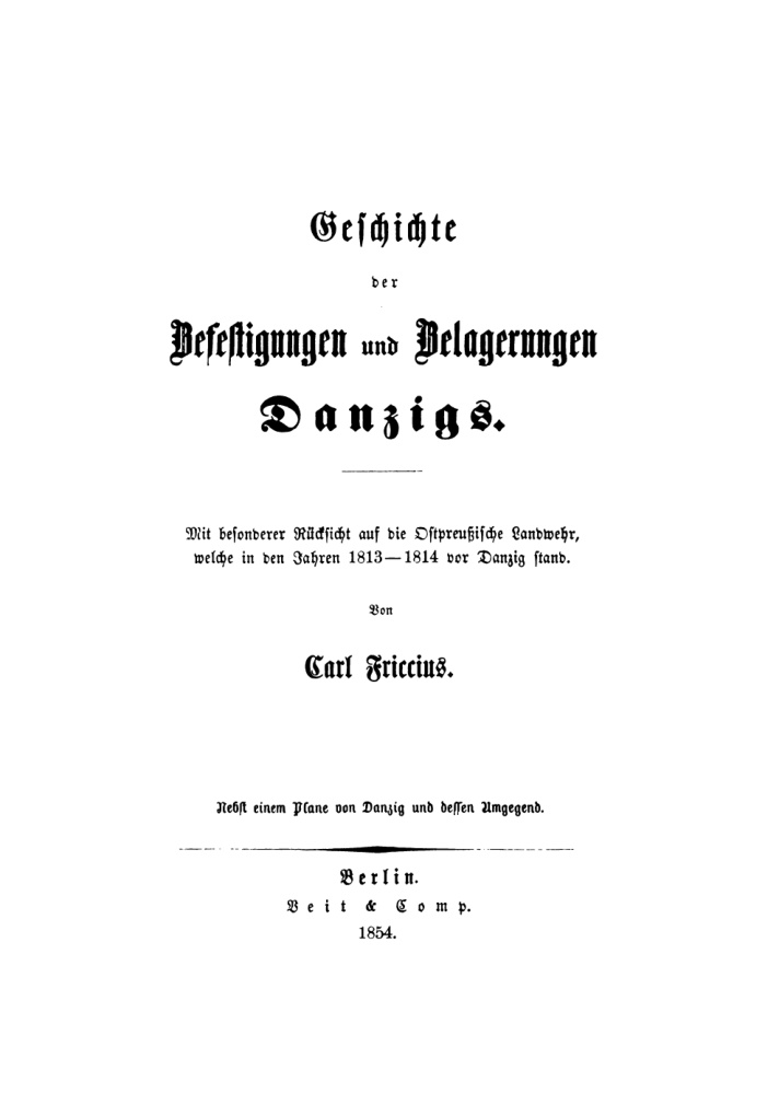 Geschichte der Befestigungen und Belagerungen Danzigs German Edition Carl Friccius Kitap Kapağı