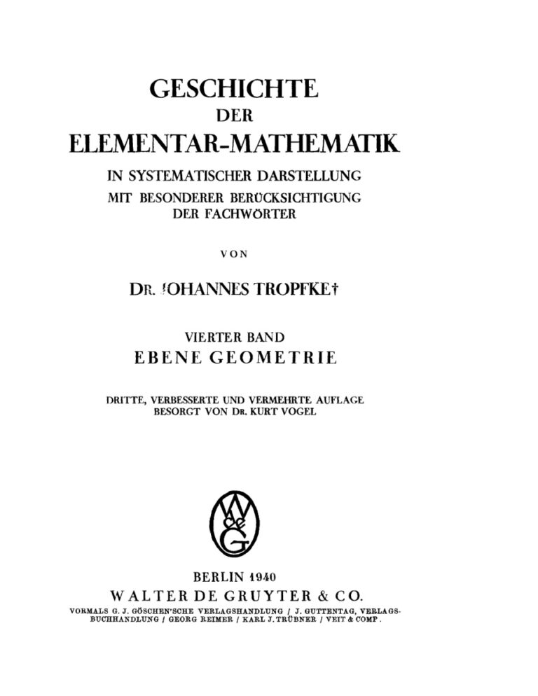 Geschichte der Elementarmathematik German Edition Kurt Vogel Kitap Kapağı