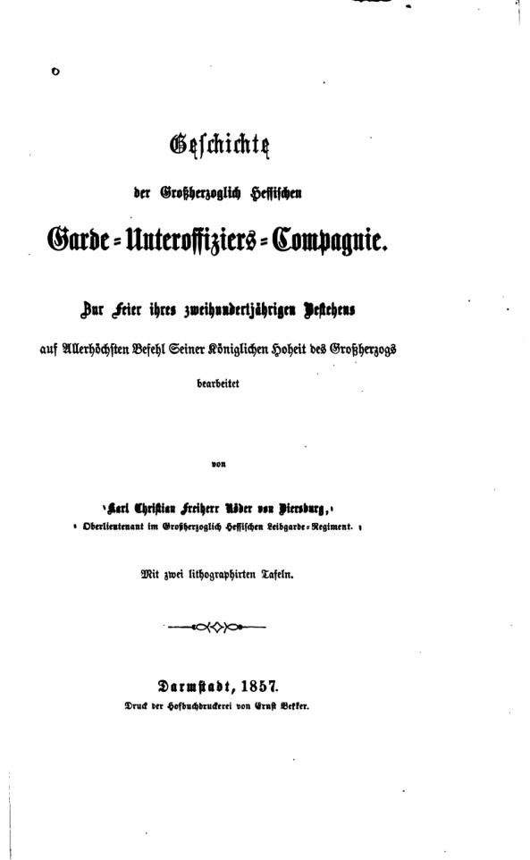 Geschichte der Grossherzoglich Hessischen Garde Unteroffiziers Compagnie German Edition Karl Christian Roder von Diersburg Kitap Kapağı