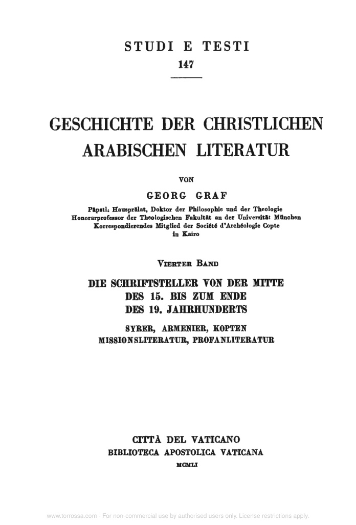 Geschichte der christlichen arabischen Literatur Die Schriftsteller von der Mitte des 15 bis zum Ende des 19 German Edition Georg Gra Kitap Kapağı