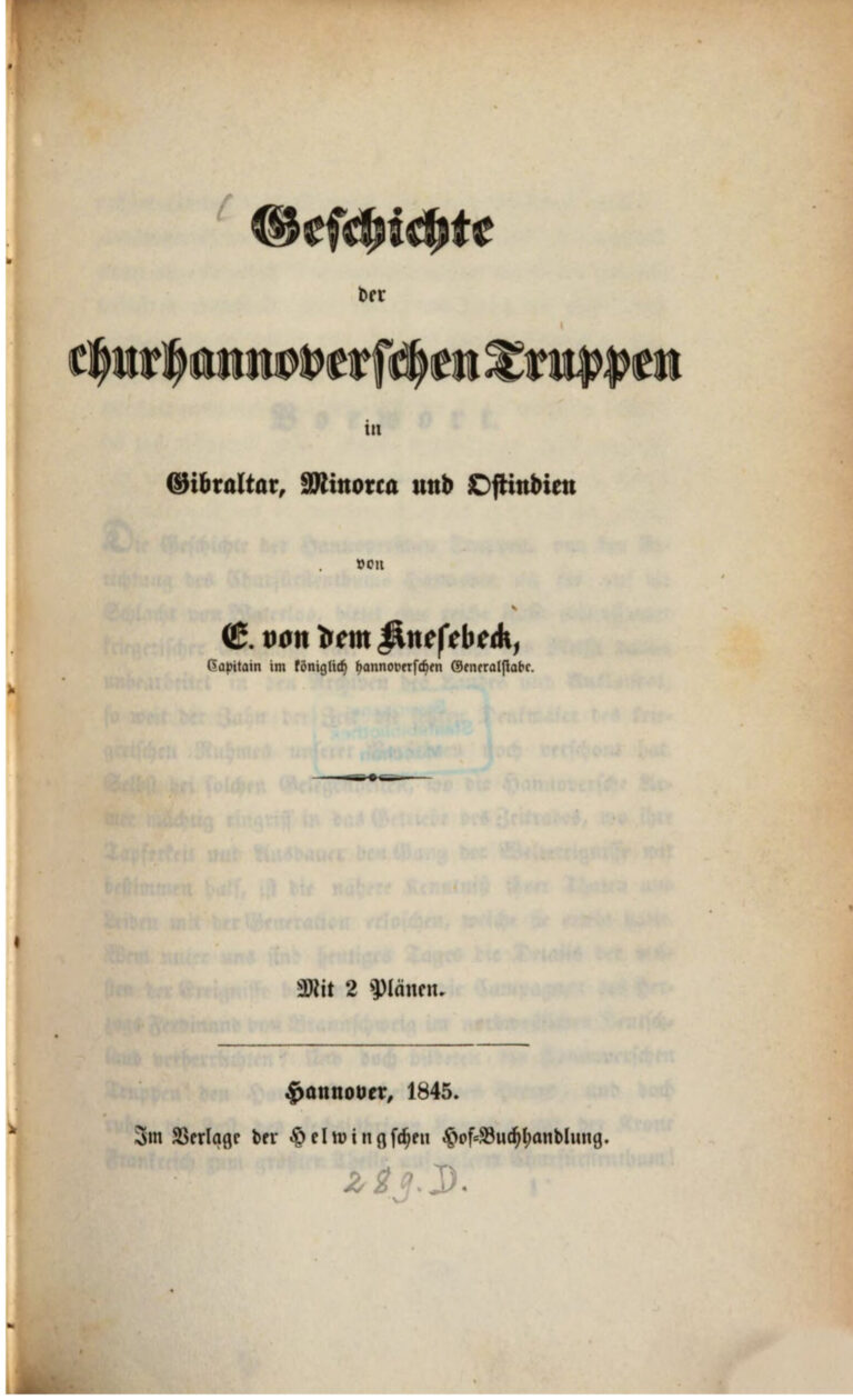Geschichte der churhannoverschen Truppen in Gibraltar Minorca und Ostindien German Edition Ernst Julius Georg von dem Knesebeck Kitap Kapağı
