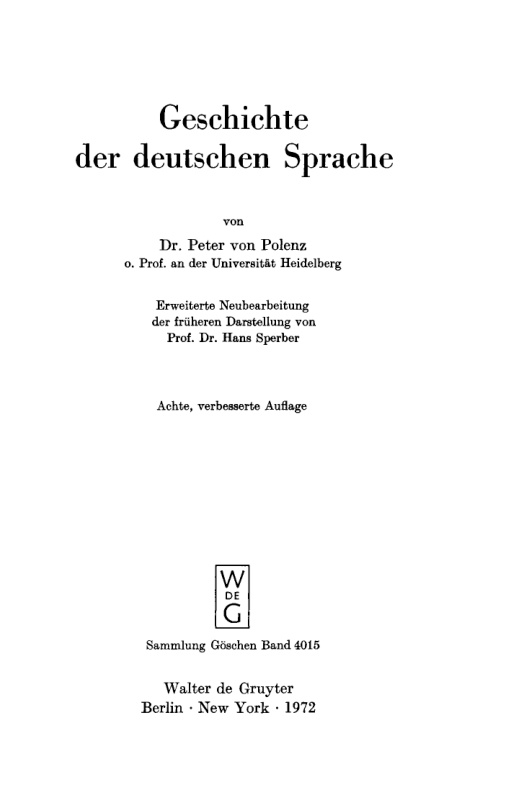 Geschichte der deutschen Sprache German Edition Peter Polenz Kitap Kapağı
