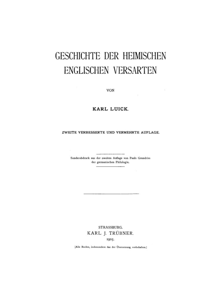 Geschichte der heimischen englischen Versarten German Edition Karl Luick Kitap Kapağı