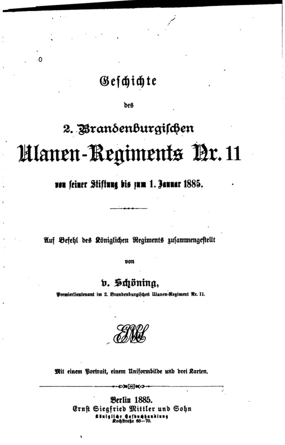 Geschichte des 2 Brandenburgischen Ulanen Regiments Nr 11 von seiner Stiftung bis zum 1 Januar 1885 German Edition Karl Ernst Ric Kitap Kapağı