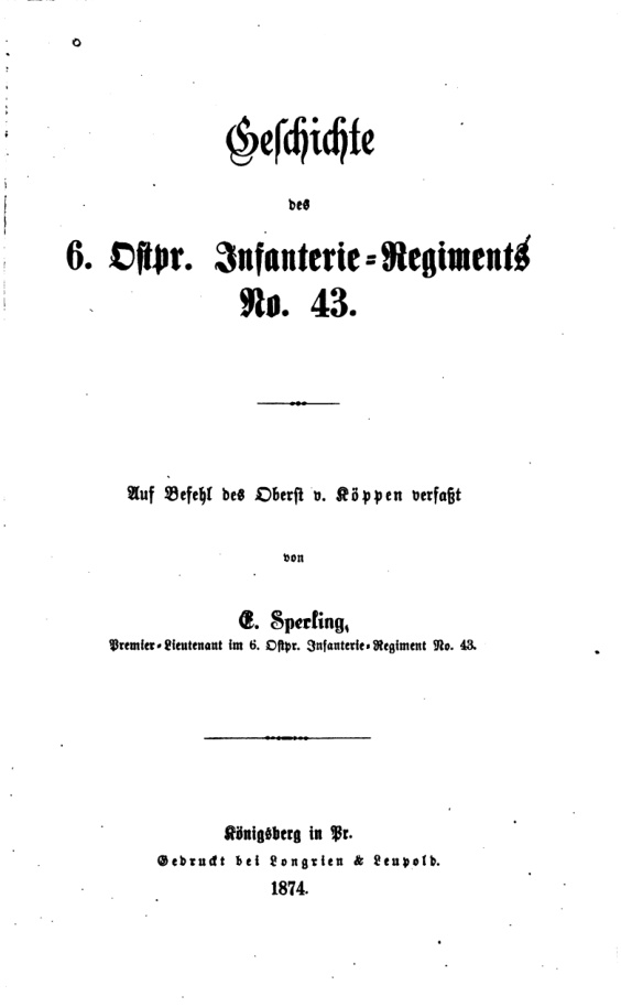 Geschichte des 6 Ostpr Infanterie Regiments Nr 43 German Edition E Sperling Kitap Kapağı