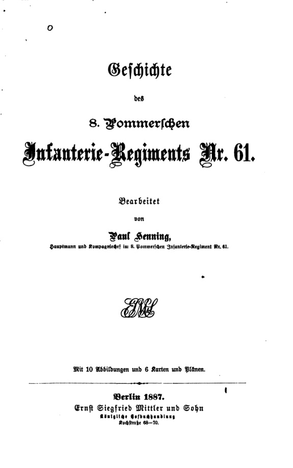 Geschichte des 8 Pommerschen Infanterie Regiments Nr 61 German Edition Paul Henning Kitap Kapağı