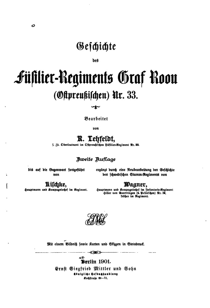 Geschichte des Fusilier Regiments Graf Roon Nr 33 German Edition Richard Lehfeldt Kitap Kapağı