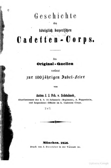 Geschichte des Koniglich Bayerischen Cadetten Corps German Edition Anton J J von Schonhueb Kitap Kapağı