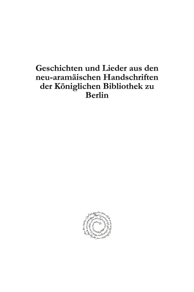 Geschichten und Lieder aus den neu aramaischen Handschriften der Koniglichen Bibliothek zu Berlin German Edition Mark Lidzbarski Kitap Kapağı
