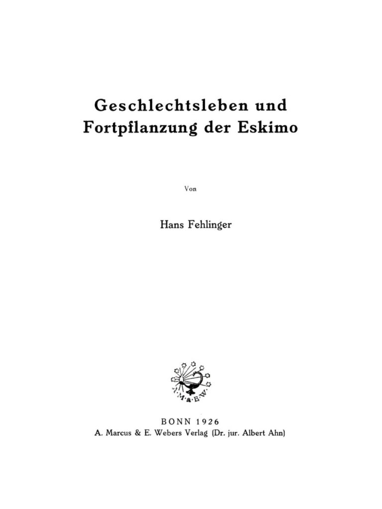 Geschlechtsleben und Fortpflanzung der Eskimo German Edition Hans Fehlinger Kitap Kapağı