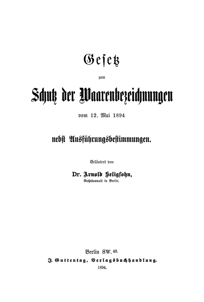 Gesetz zum Schutz der Waarenbezeichnungen German Edition Arnold Seligsohn Kitap Kapağı