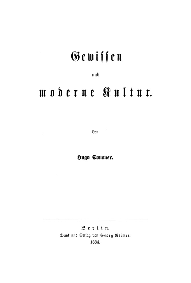 Gewissen und moderne Kultur German Edition Hugo Sommer Kitap Kapağı