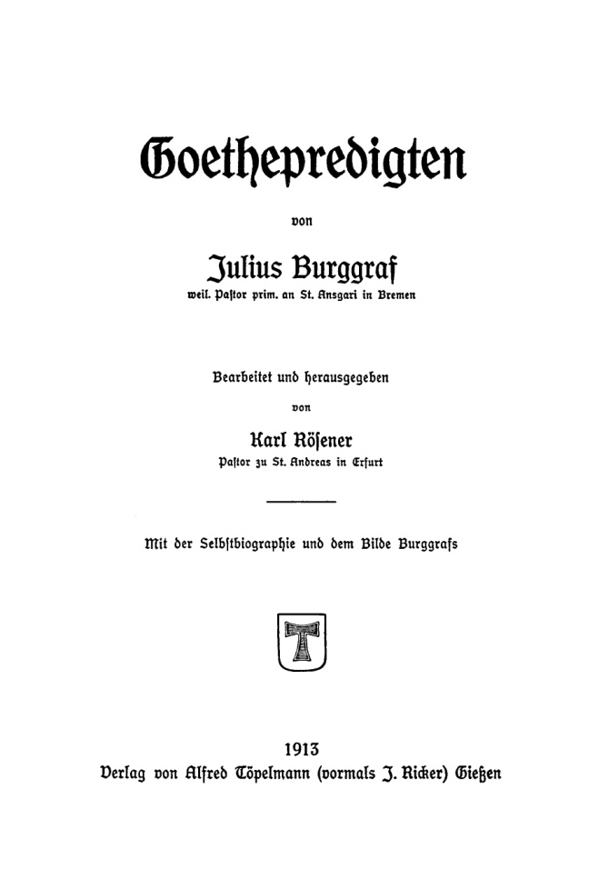 Goethepredigten German Edition Julius Burggraf Kitap Kapağı