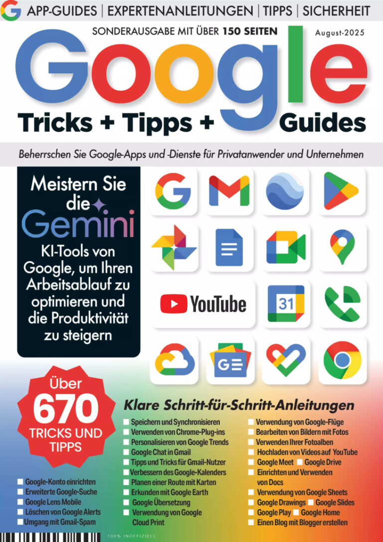 Google Tricks Tipps und Guides August 2025 GER Google Tricks Tipps und Guides Kitap Kapağı
