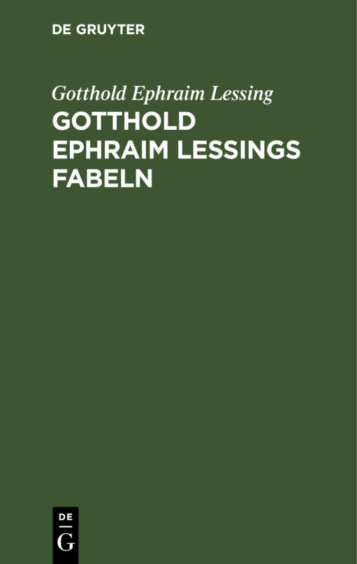 Gotthold Ephraim Lessings Fabeln Drei Bucher German Edition Gotthold Ephraim Lessing Kitap Kapağı