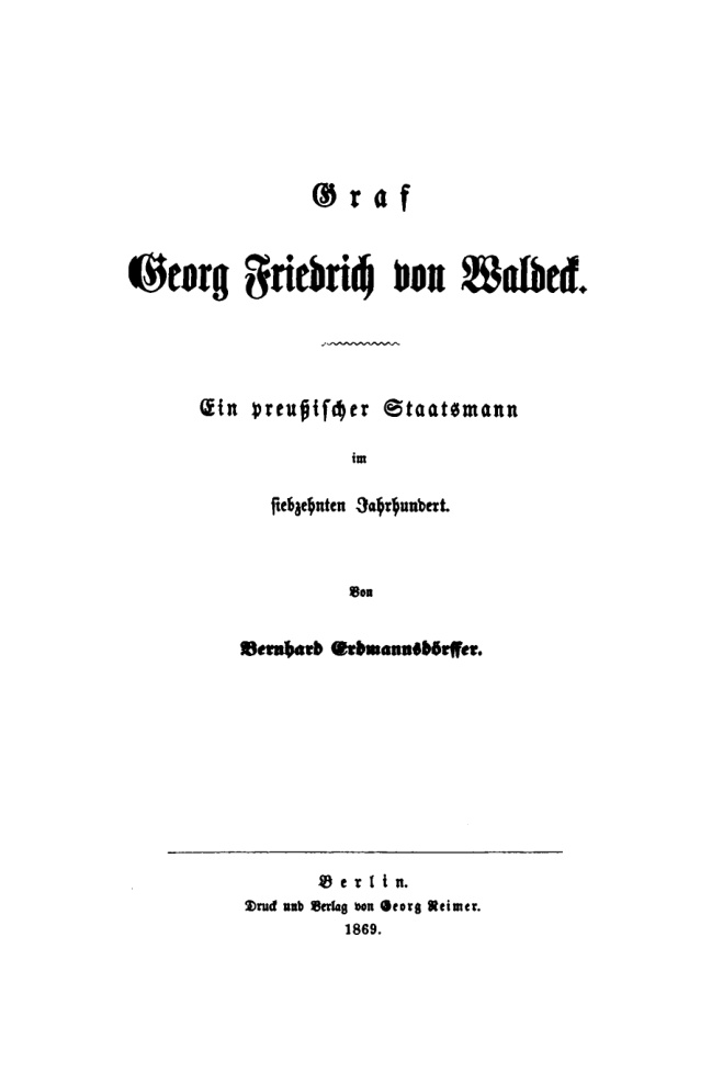 Graf Georg Friedrich von Waldeck German Edition Bernhard Erdmannsdorffer Kitap Kapağı