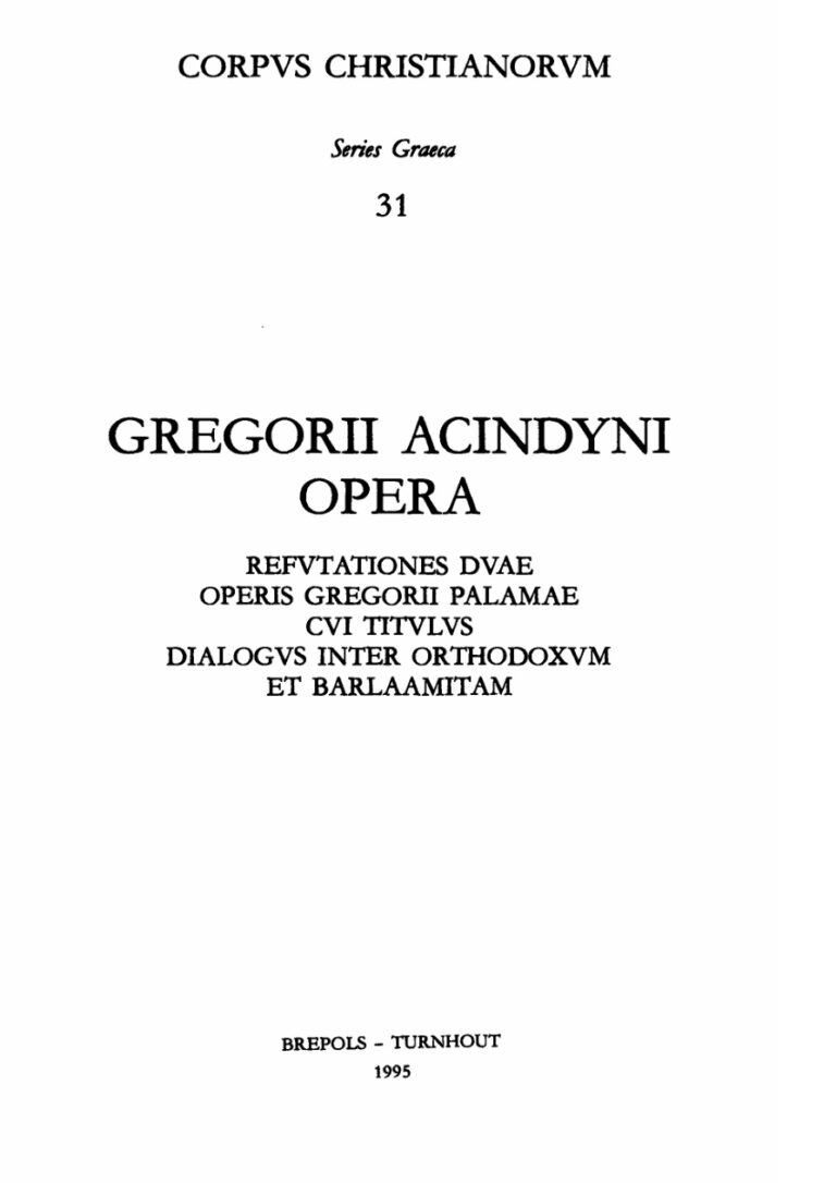 Gregorii Acindyni Opera German Edition Gregorios Akindynos Kitap Kapağı