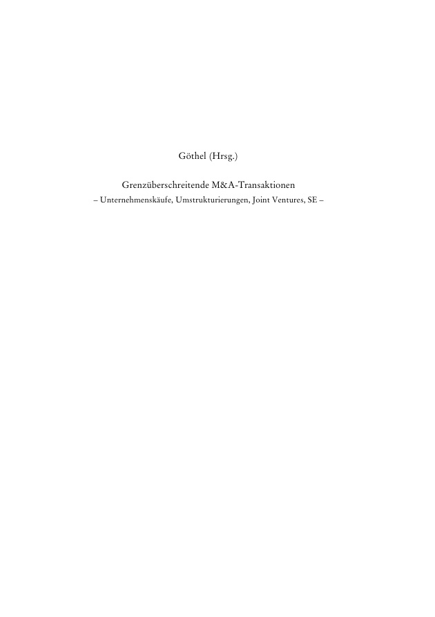 Grenzuberschreitende MnA Transaktionen German Edition Stephan R Gothel Kitap Kapağı