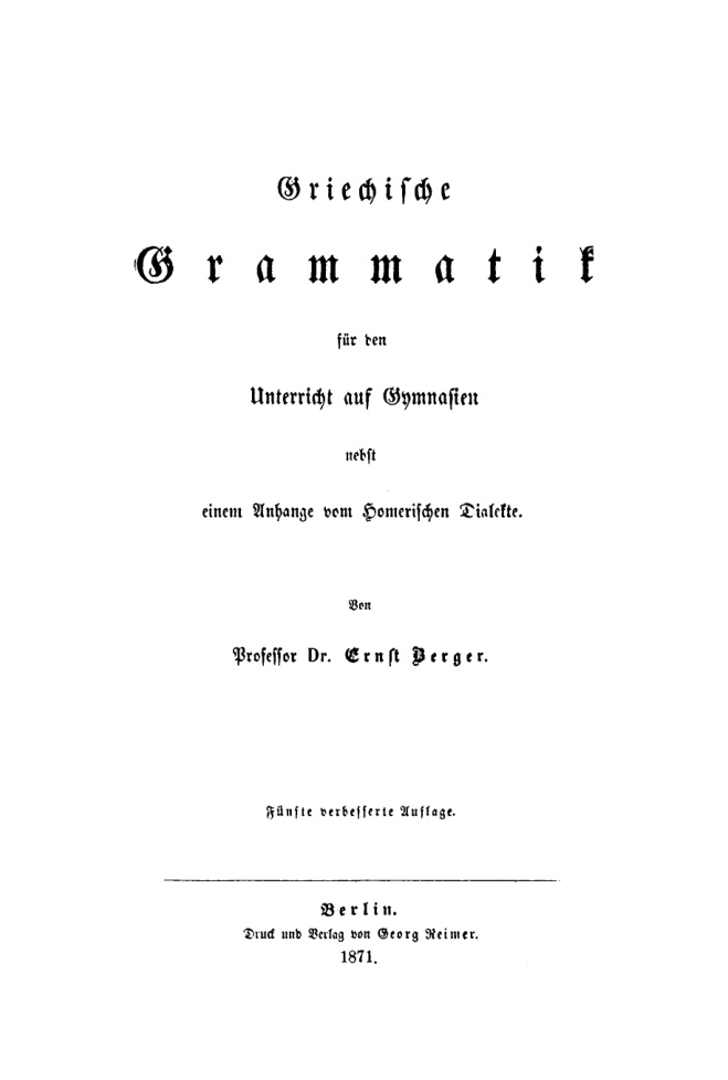 Griechische Grammatik für den Unterricht auf Gymnasien PDF Download