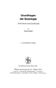 Grundfragen der Soziologie German Edition Georg Simmel Kitap Kapağı