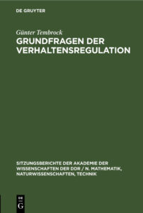 Grundfragen der Verhaltensregulation German Edition Gunter Tembrock Kitap Kapağı
