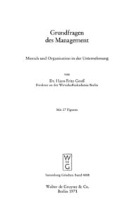 Grundfragen des Management German Edition Hans Fritz Gross Kitap Kapağı