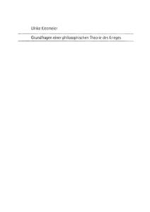 Grundfragen einer philosophischen Theorie des Krieges German Edition Ulrike Kleemeier Kitap Kapağı