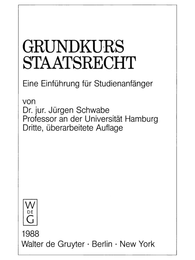 Grundkurs Staatsrecht German Edition Jurgen Schwabe Kitap Kapağı