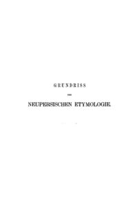Grundriss der neupersischen Etymologie German Edition Paul Horn Kitap Kapağı