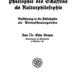 Grundriss einer Philosophie des Schaffens als Kulturphilosophie German Edition Otto Braun Kitap Kapağı
