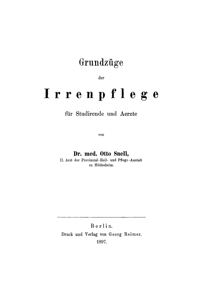 Grundzuge der Irrenpflege German Edition Otto Snell Kitap Kapağı