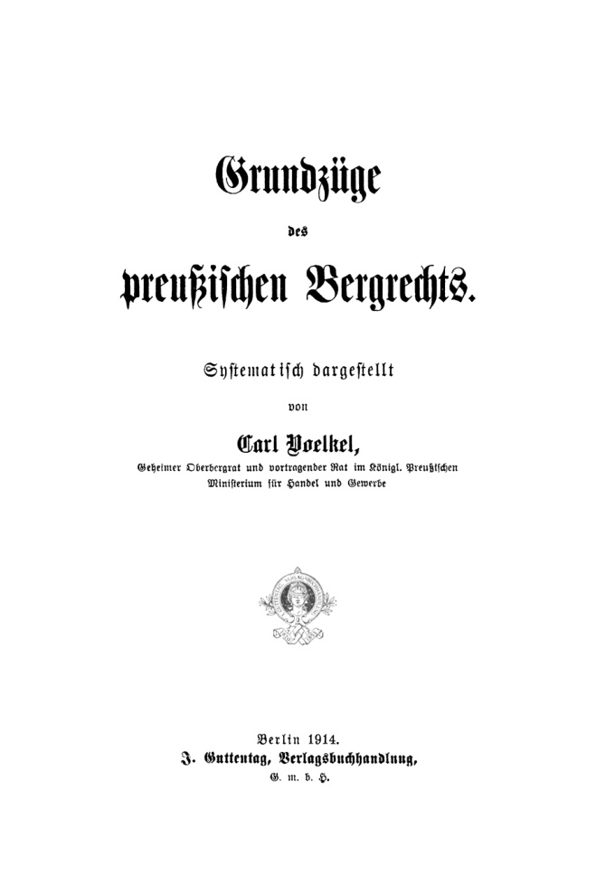 Grundzuge des preussischen Bergrechts German Edition Carl Voelkel Kitap Kapağı