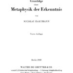 Grundzuge einer Metaphysik der Erkenntnis German Edition Nicolai Hartmann Kitap Kapağı