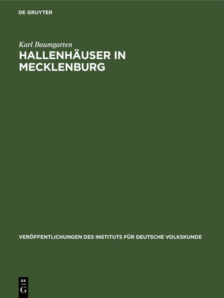 Hallenhauser in Mecklenburg German Edition Karl Baumgarten Kitap Kapağı